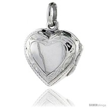 Small Sterling Silver Hand Engraved Heart Locket, 5/8 in. (16mm) Wide an... - $23.55