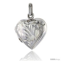 Small Sterling Silver Hand Engraved Heart Locket, 5/8 in X 5/8  - $24.25
