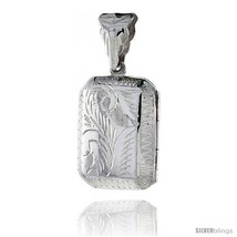 Sterling Silver Hand Engraved Rectangular Locket, 11/16 in X 13/16  - $46.63
