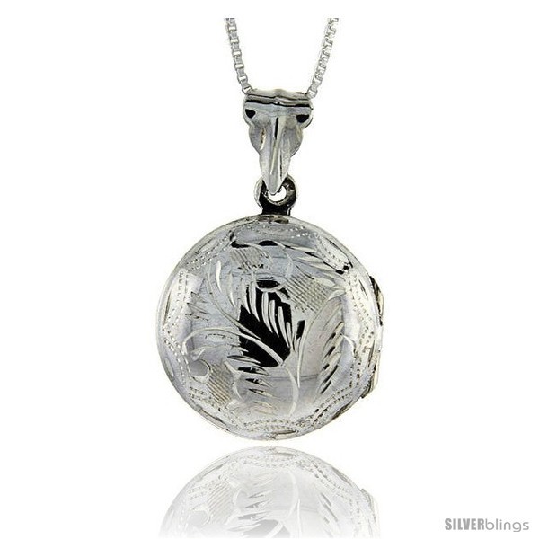 Sterling Silver Hand Engraved Round Locket, 13/16  - $42.66