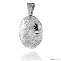 Sterling Silver Hand Engraved Oval Locket, 11/16 in. (18 mm) X 1 in. (25  - $44.96