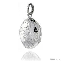 Small Sterling Silver Hand Engraved Oval Locket, 9/16 in. (14 mm) X 11/1... - $24.78