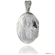 Sterling Silver Hand Engraved Oval Locket, 7/8 in. (23 mm) X 1 1/8 in. (28  - $55.97