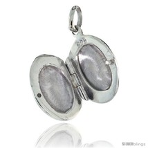 Small Sterling Silver Hand Engraved Oval Locket, 1/2 in. (12 mm) X 5/8 i... - $25.98