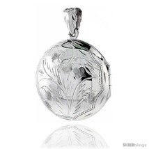 Large Sterling Silver Hand Engraved Round Locket, 1 3/16 in. (30  - $76.33