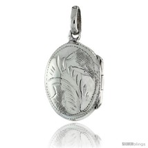 Small Sterling Silver Hand Engraved Oval Locket, 1/2 in. (12 mm) X 5/8 in. (17  - $25.98