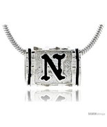 Sterling Silver Hawaiian Initial Letter N Barrel Bead Pendant, 1/2 in  - $22.37