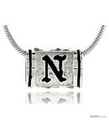 Sterling Silver Hawaiian Initial Letter N Barrel Bead Pendant, 1/2 in  - £18.16 GBP