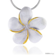 Hawaiian Theme Sterling Silver 2-Tone Plumeria Flower Slider Pendant, 1 (25 mm)  - £47.87 GBP