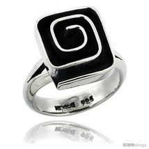 Size 6 - Sterling Silver Square shape Swirl Ring 5/8 in  - £44.50 GBP