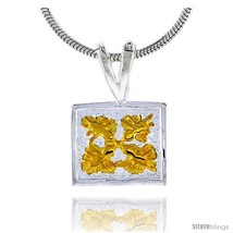 Hawaiian Theme Sterling Silver 2-Tone Square Flower Pendant, 3/8 (10 mm)  - £31.79 GBP