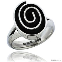 Size 6 - Sterling Silver Oval shape Swirl Ring 11/16 in  - £84.73 GBP