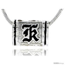 Sterling Silver Hawaiian Initial Letter K Barrel Bead Pendant, 1/2 in  - £17.93 GBP