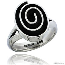 Sterling silver oval shape swirl ring 11 16 in wide thumb200