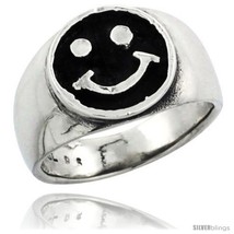 Sterling silver happy face wedding band ring 1 2 in wide thumb200