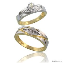 Size 6 - 10k Yellow Gold 2-Piece Diamond wedding Engagement Ring Set for Him &amp;  - £483.09 GBP