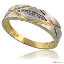 Size 10.5 - 10k Yellow Gold Men&#39;s Diamond Wedding Band, 1/4 in wide -Style  - £249.32 GBP