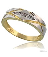 Size 10.5 - 10k Yellow Gold Men&#39;s Diamond Wedding Band, 1/4 in wide -Style  - £244.10 GBP