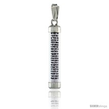 Sterling silver mezuzah scroll pendant in tubular glass case 1 5 16 in 33 mm tall thumb200