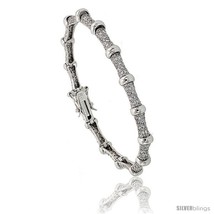 Sterling Silver Bead Station CZ Bracelet, 7 in., 1/4 in. (6 mm)  - £76.02 GBP