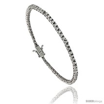 Sterling Silver CZ Tennis Bracelet 2.65 ct. size 2.5 mm stones Rhodium  - £45.82 GBP