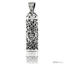 Sterling silver mezuzah pendant w heart cut outs 1 in 25 mm tall thumb200