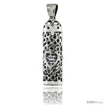 Sterling Silver Mezuzah Pendant w/ Heart Cut Outs, 1 in. (25 mm)  - £21.39 GBP