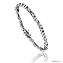 Sterling Silver CZ Tennis Bracelet 8.3 ct. size 3.5 mm stones Rhodium fi... - $74.88