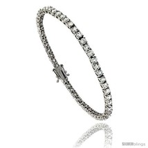 Sterling Silver CZ Tennis Bracelet 5.80 ct. size 3 mm stones Rhodium fin... - $70.80