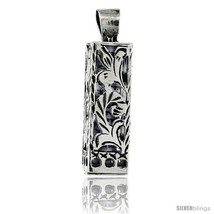 Sterling silver mezuzah pendant w floral pattern cut outs 15 16 in 23 mm tall thumb200