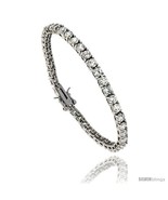 Sterling Silver CZ Tennis Bracelet 10.5 ct. size 4 mm stones Rhodium fin... - £72.46 GBP