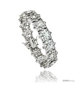 Sterling Silver 16 ct. size Brilliant &amp; Princess Cut CZ Tennis Bracelet,... - £115.05 GBP