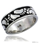 Size 12 - Sterling Silver Footprints Wedding Band Ring, 5/16 in  - £42.09 GBP