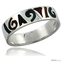 Size 6 - Sterling Silver Abstract Pattern Wedding Band Ring w/ Colored Enamel,  - £20.98 GBP