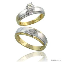 Size 6 - 10k Yellow Gold 2-Piece Diamond wedding Engagement Ring Set for Him &amp;  - £505.53 GBP