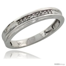 Size 6 - 10k White Gold Ladies&#39; Diamond Wedding Band, 1/8 in wide -Style  - £181.24 GBP