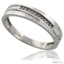 Size 12.5 - 10k White Gold Men&#39;s Diamond Wedding Band, 3/16 in wide -Style  - $272.65