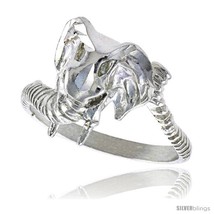Size 6.5 - Sterling Silver African Elephant Head Ring Polished finish 1/2 in  - £23.96 GBP