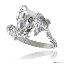 Size 8 - Sterling Silver African Elephant Head Ring Polished finish 1/2 in  - £23.96 GBP