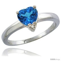 Size 8.5 - 10K White Gold Natural Swiss Blue Topaz Heart-shape 7x7 Stone  - £201.14 GBP