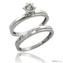 Size 8 - Sterling Silver 2-Piece Diamond Engagement Ring Set, w/ 0.07 Carat  - £68.47 GBP