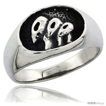 Size 10 - Sterling Silver Triple Alien Wedding Band Ring, 1/2 in  - £38.96 GBP