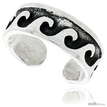 Sterling Silver Oxidized Wave Adjustable (Size 2.5 to 4.5) Toe Ring / Ki... - $14.33
