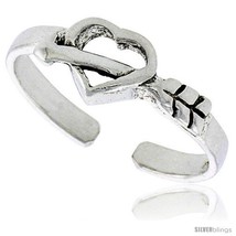 Sterling Silver Arrow & Heart Cut Out Adjustable (Size 3.5 to 6.5) Toe Ring /  - $12.89