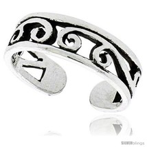 Sterling Silver Swirl Adjustable (Size 2.5 to 4.5) Toe Ring / Kid's Ring, 3/16  - $14.33