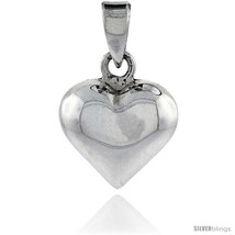 Sterling Silver High Polished Small 9/16in  Puffed Heart, with 18in  Box  - $30.17