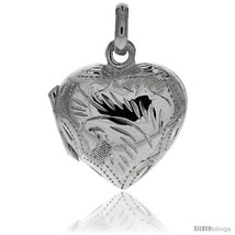 Sterling Silver Hand Engraved 13/16in  Puffed Heart, with 18in  Box  - $33.05