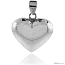 Sterling Silver High Polished 1in  Puffed Heart, with 18in  Box  - $38.81