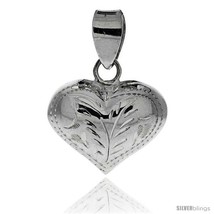 Sterling Silver Hand Engraved 11/16in  Puffed Heart, with 18in  Box  - $31.61