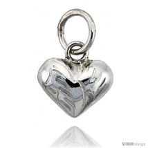 Sterling Silver Hand Engraved Tiny 3/8in  Puffed Heart, with 18in  Box chain.  - £21.94 GBP